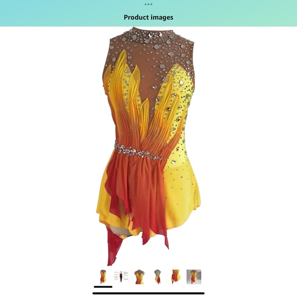 Figure Skating Dress,Girls Women Splice with Irregular Hem Performance Competiti - Picture 4 of 5